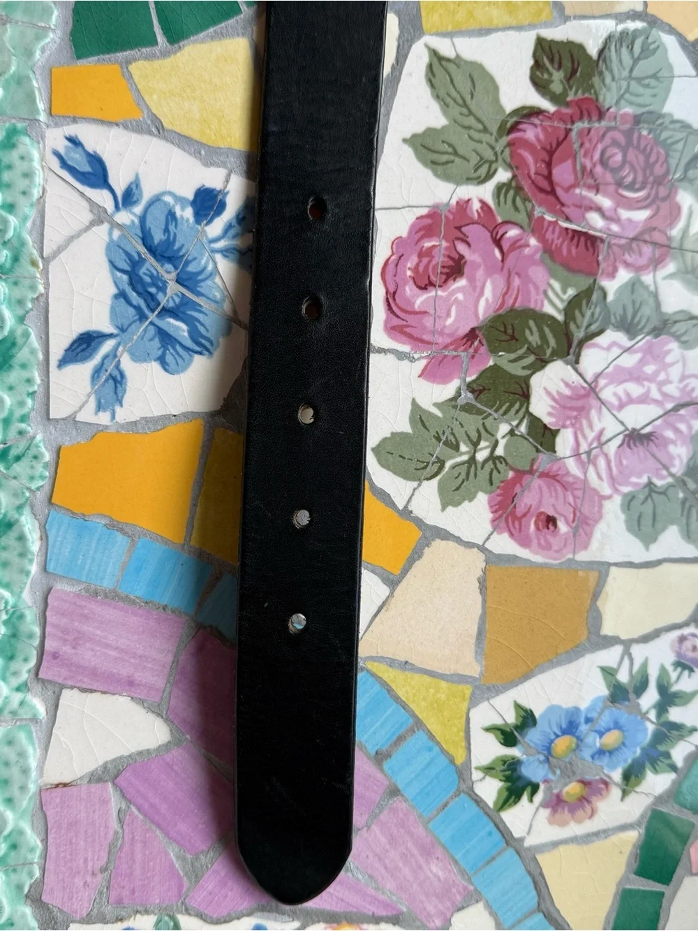 Black Leather Belt Size Large 36-40 with Solid Brass Metal Buckle Unbranded